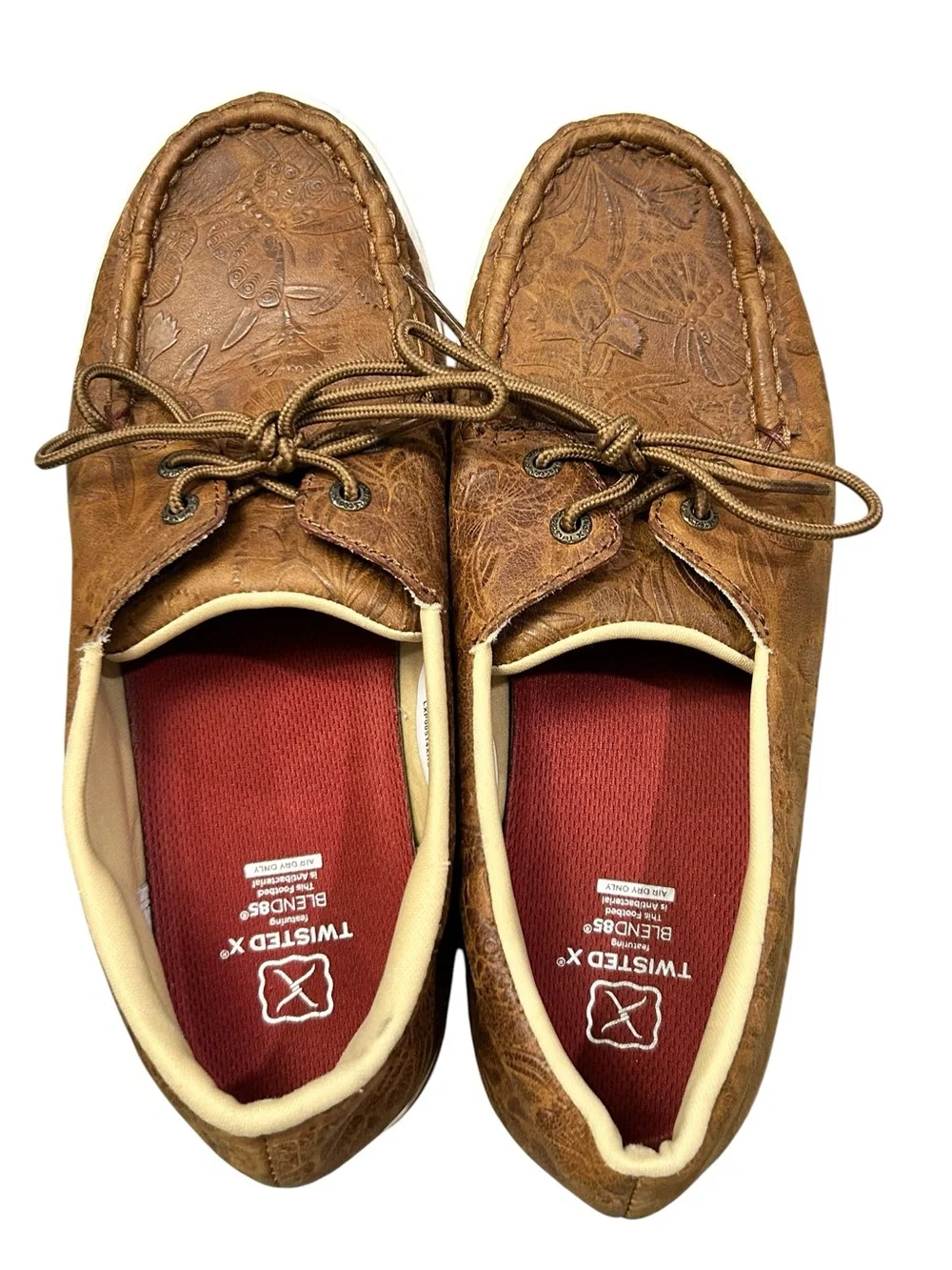 Twisted‎ X Kicks Women’s Brown Embossed Leather Shoes 9.5M Butterfly Moc Toe